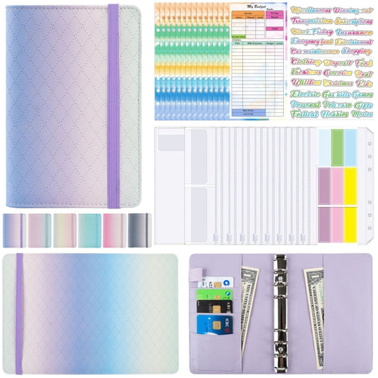 A6 Gradient Macaroon Loose-leaf Handbook Cash Budget Book(Blue Green Purple) - Notebooks by PMC Jewellery | Online Shopping South Africa | PMC Jewellery