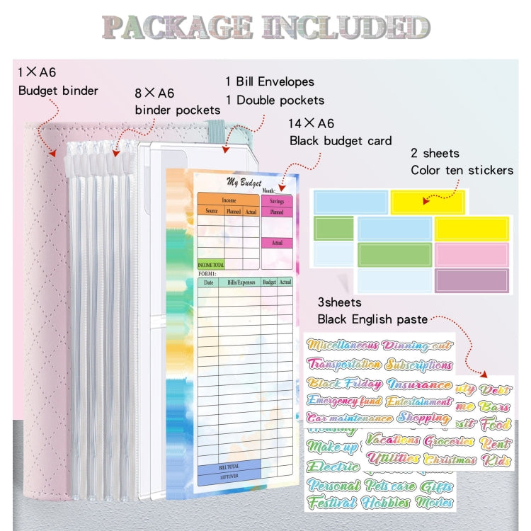 A6 Gradient Macaroon Loose-leaf Handbook Cash Budget Book(Yellow Pink Purple) - Notebooks by PMC Jewellery | Online Shopping South Africa | PMC Jewellery