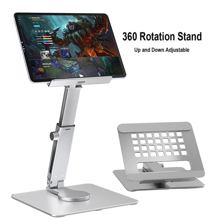 JUNDNE H06 Desktop Folding Phone Stand Portable Telescopic Rotary Tablet Stand(Silver) - free shipping - PMC Jewellery - Order now!