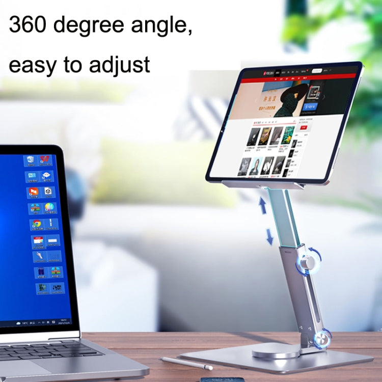 JUNDNE H06 Desktop Folding Phone Stand Portable Telescopic Rotary Tablet Stand(Silver) - free shipping - PMC Jewellery - Order now!