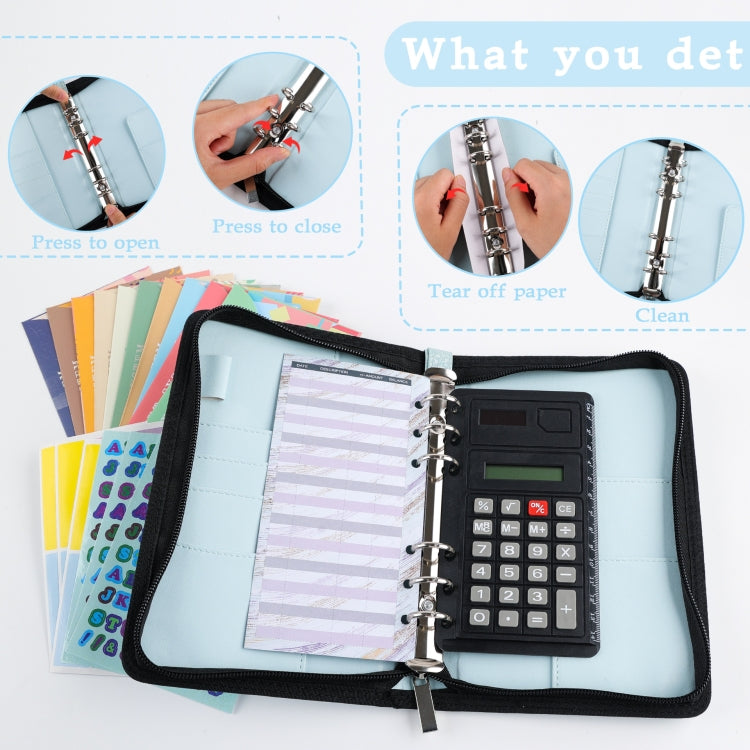 A6 Handheld Zipper Bag Type Large Capacity Cash Budget Book Handbook(Blue) - Notebooks by PMc TechLife | Online Shopping South Africa | PMc TechLife | Buy Now Pay Later Mobicred