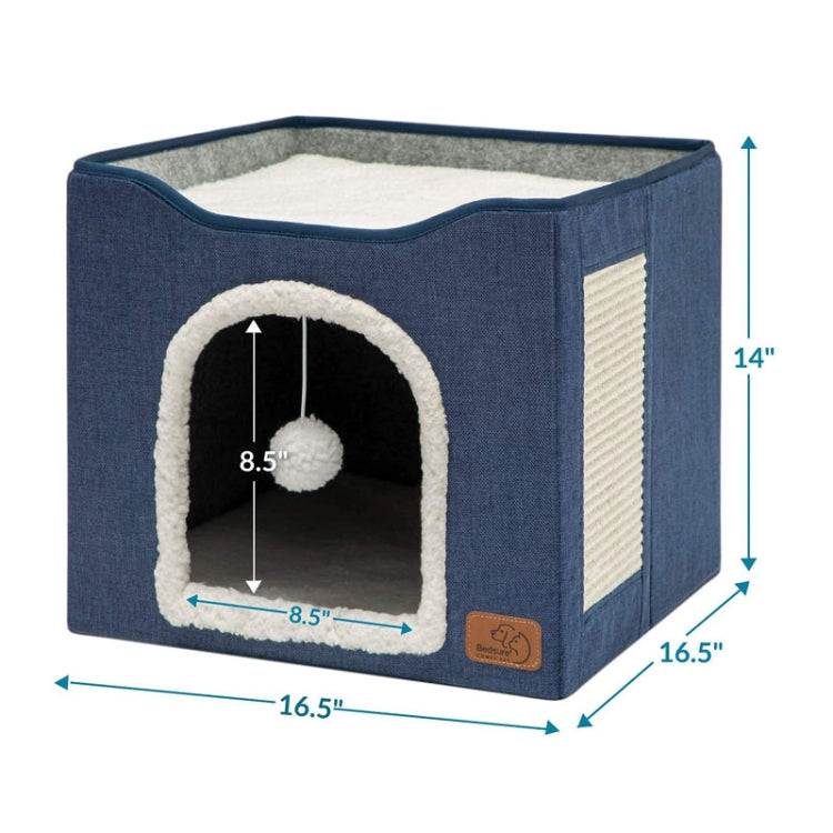 Pet Stool Pet Kennel Indoor Foldable Storage Stool Cat Dog Kennel 41 x 41 x 35cm(Navy Blue) - Beds by PMC TechLife | Online Shopping South Africa | PMC TechLife | Buy Now Pay Later Mobicred