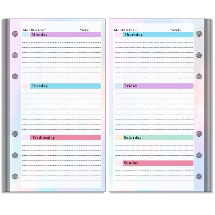 A6 6 Hole Budget Book Loose-leaf Replacement Core Handbook Insert,Spec: Weekly Plan 108 Sheets - Notebooks by PMC Jewellery | Online Shopping South Africa | PMC Jewellery