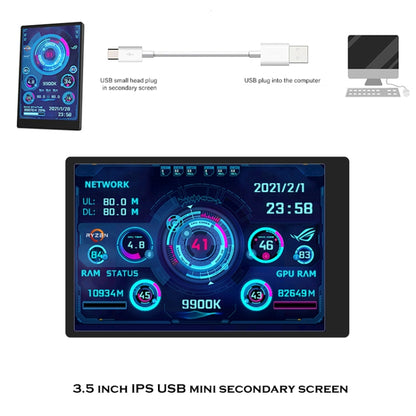 3.5 Inch IPS View All Computer Monitor USB Chassis Vice Screen Set 3 (Black) - Gadget by PMC Jewellery | Online Shopping South Africa | PMC Jewellery | Buy Now Pay Later Mobicred