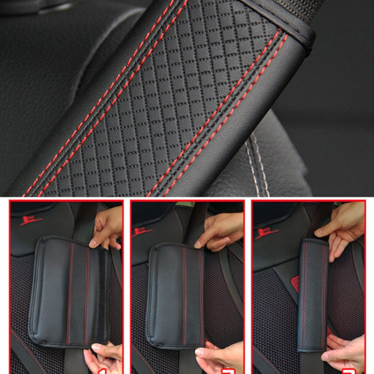 Fiber Leather Embossed Car Seat Belt Shoulder Cover Protector 6.5X23cm(Black Red) - Seat Belts & Padding by PMC Jewellery | Online Shopping South Africa | PMC Jewellery