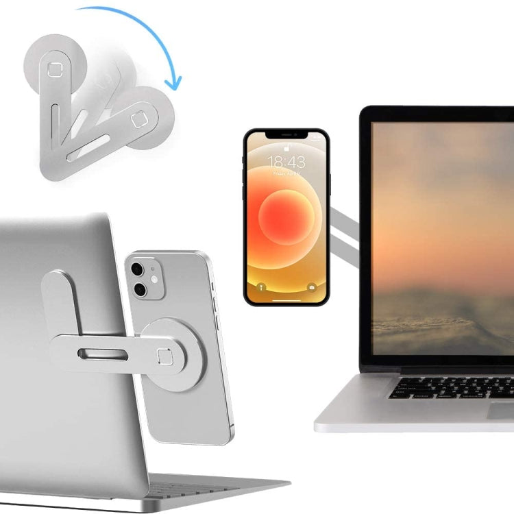 Laptop Phone Expansion Bracket Aluminum Magnetic Phone Stand(Black) - Laptop Stand by PMC Jewellery | Online Shopping South Africa | PMC Jewellery | Buy Now Pay Later Mobicred