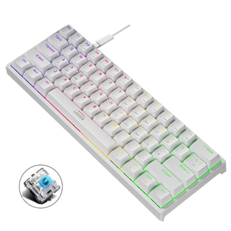 LEAVEN K620 61 Keys Hot Plug-in Glowing Game Wired Mechanical Keyboard, Cable Length: 1.8m, Color: White Green Shaft - free shipping - PMC Jewellery - Order now!