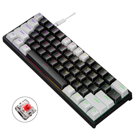 LEAVEN K620 61 Keys Hot Plug-in Glowing Game Wired Mechanical Keyboard, Cable Length: 1.8m, Color: White Black Red Shaft - Wired Keyboard by LEAVEN | Online Shopping South Africa | PMC Jewellery | Buy Now Pay Later Mobicred