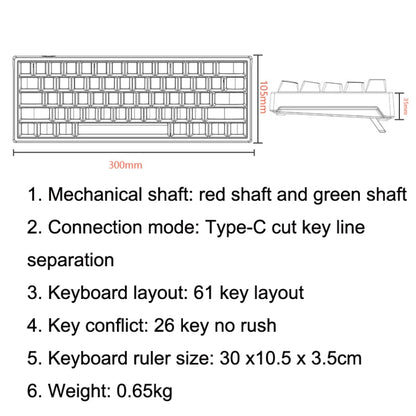 LEAVEN K620 61 Keys Hot Plug-in Glowing Game Wired Mechanical Keyboard, Cable Length: 1.8m, Color: White Black Red Shaft - Wired Keyboard by LEAVEN | Online Shopping South Africa | PMC Jewellery | Buy Now Pay Later Mobicred