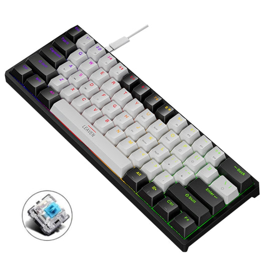 LEAVEN K620 61 Keys Hot Plug-in Glowing Game Wired Mechanical Keyboard, Cable Length: 1.8m, Color: Black White Green Shaft - Wired Keyboard by LEAVEN | Online Shopping South Africa | PMC Jewellery | Buy Now Pay Later Mobicred