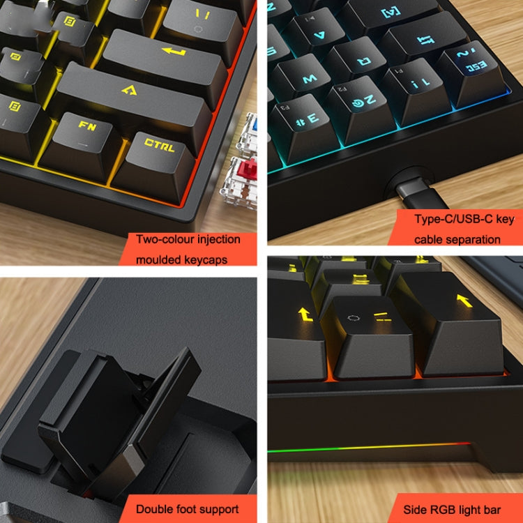 LEAVEN K620 61 Keys Hot Plug-in Glowing Game Wired Mechanical Keyboard, Cable Length: 1.8m, Color: Black White Green Shaft - free shipping - PMC Jewellery - Order now!