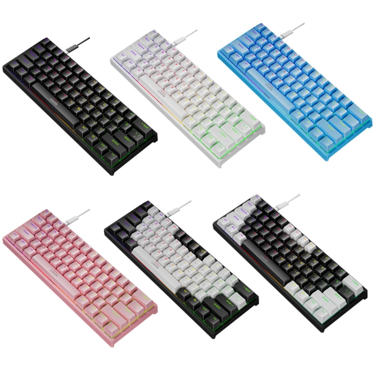LEAVEN K620 61 Keys Hot Plug-in Glowing Game Wired Mechanical Keyboard, Cable Length: 1.8m, Color: Black White Red Shaft - free shipping - PMC Jewellery - Order now!