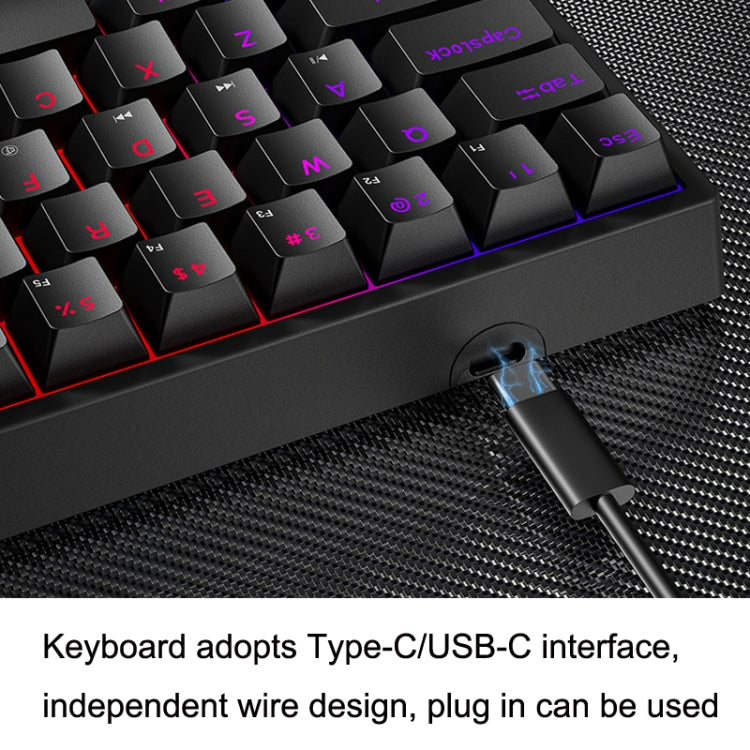 LEAVEN K620 61 Keys Hot Plug-in Glowing Game Wired Mechanical Keyboard, Cable Length: 1.8m, Color: Black White Red Shaft - free shipping - PMC Jewellery - Order now!