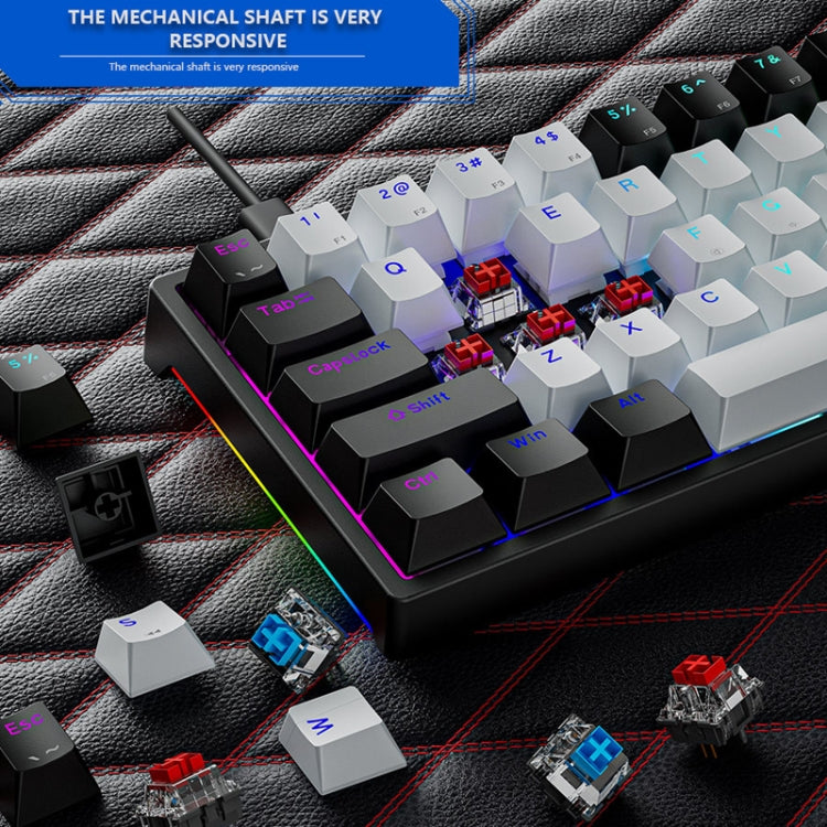 Dark Alien K710 71 Keys Glowing Game Wired Keyboard, Cable Length: 1.8m, Color: White Black Green Shaft - Wired Keyboard by Dark Alien | Online Shopping South Africa | PMC Jewellery | Buy Now Pay Later Mobicred