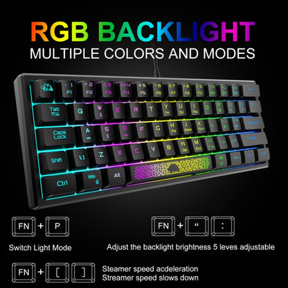 ZIYOULANG K61 62 Keys Game RGB Lighting Notebook Wired Keyboard, Cable Length: 1.5m(Black) - Wired Keyboard by ZIYOULANG | Online Shopping South Africa | PMC Jewellery | Buy Now Pay Later Mobicred