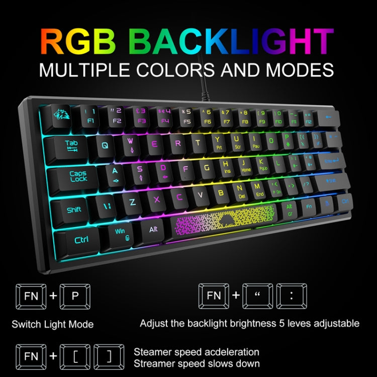 ZIYOULANG K61 62 Keys Game RGB Lighting Notebook Wired Keyboard, Cable Length: 1.5m(White Blue) - Wired Keyboard by ZIYOULANG | Online Shopping South Africa | PMC Jewellery | Buy Now Pay Later Mobicred