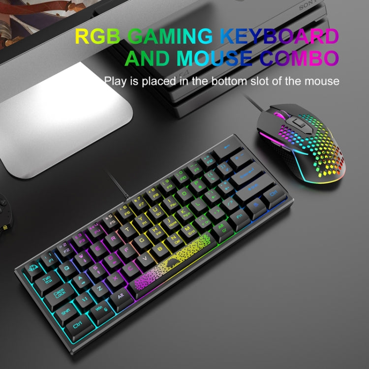ZIYOULANG K61 62 Keys Game RGB Lighting Notebook Wired Keyboard, Cable Length: 1.5m(Blue White) - free shipping - PMC Jewellery - Order now!