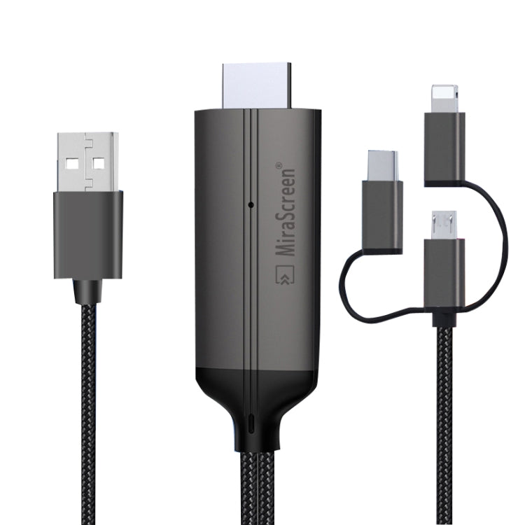 LD36 8 Pin + Micro USB + Type-C / USB-C to HDMI  1080P HDTV Dongle Cable, Plug And Play HDMI With Screen Plug And Play - Wireless Display Dongle by PMC Jewellery | Online Shopping South Africa | PMC Jewellery | Buy Now Pay Later Mobicred