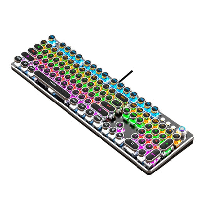 K820 104 Keys Retro Punk Plating Knob Glowing Wired Green Shaft Keyboard, Cable Length: 1.6m, Style: Running Lights (Black) - Wired Keyboard by PMC Jewellery | Online Shopping South Africa | PMC Jewellery | Buy Now Pay Later Mobicred