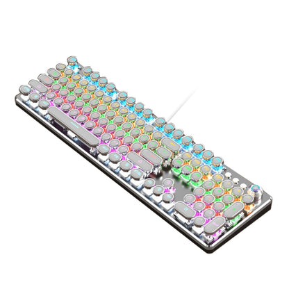 K820 104 Keys Retro Punk Plating Knob Glowing Wired Green Shaft Keyboard, Cable Length: 1.6m, Style: Running Lights (White) - Wired Keyboard by PMC Jewellery | Online Shopping South Africa | PMC Jewellery | Buy Now Pay Later Mobicred