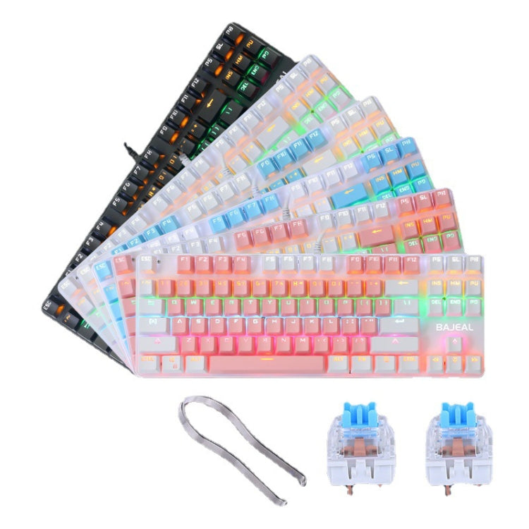 BAJEAL K100 87 Keys Green Shaft Wired Mechanical Keyboard, Cable Length: 1.6m(White Pink) - Wired Keyboard by BAJEAL | Online Shopping South Africa | PMC Jewellery | Buy Now Pay Later Mobicred