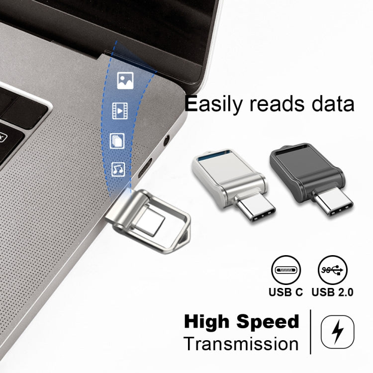 32GB USB 2.0 + Type-C/USB-C High Speed Mini Computer and Phone Dual-purpose Rotary U Disk(Silver) - USB Flash Drives by PMC TechLife | Online Shopping South Africa | PMC TechLife | Buy Now Pay Later Mobicred