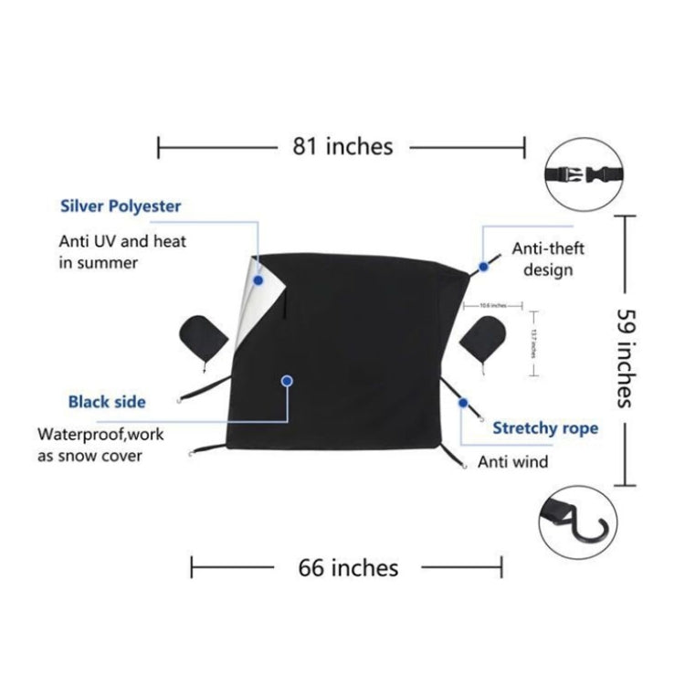 Car Front Window Snow Coated Silver Cloth Anti-freeze Sun Blocker Cover(205x150x167cm) - Window Foils & Solar Protection by PMC Jewellery | Online Shopping South Africa | PMC Jewellery | Buy Now Pay Later Mobicred