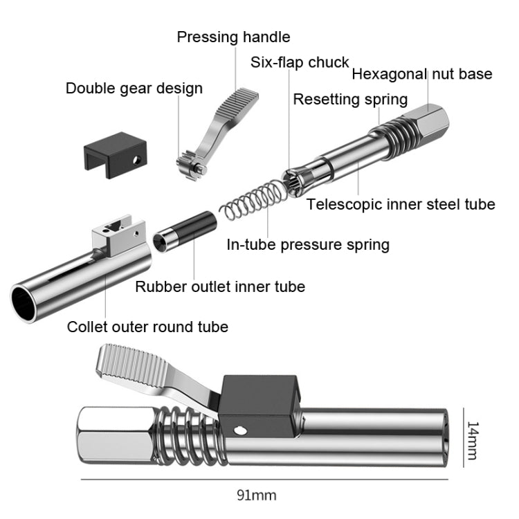 PC002 Lock Clamp Type High Pressure Grease Nozzle, Style: Butter Mouth+30cm Hose - Other Tools by PMC Jewellery | Online Shopping South Africa | PMC Jewellery | Buy Now Pay Later Mobicred