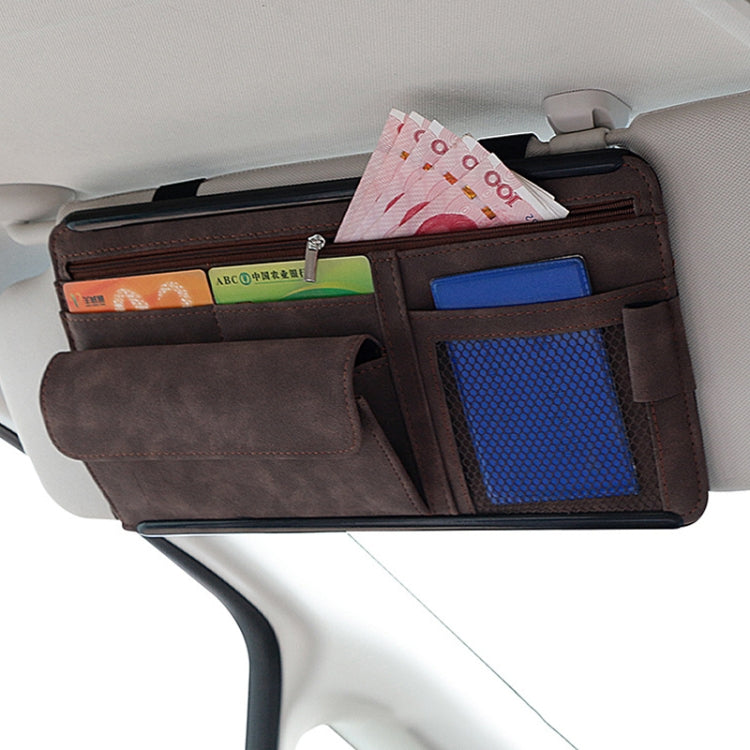 DE RAN FU Car Shade Glasses Box Storage Bag Car Flip Fur Glue Box Zipper Card Bag(Brown) - Stowing Tidying by DE RAN FU | Online Shopping South Africa | PMC Jewellery | Buy Now Pay Later Mobicred