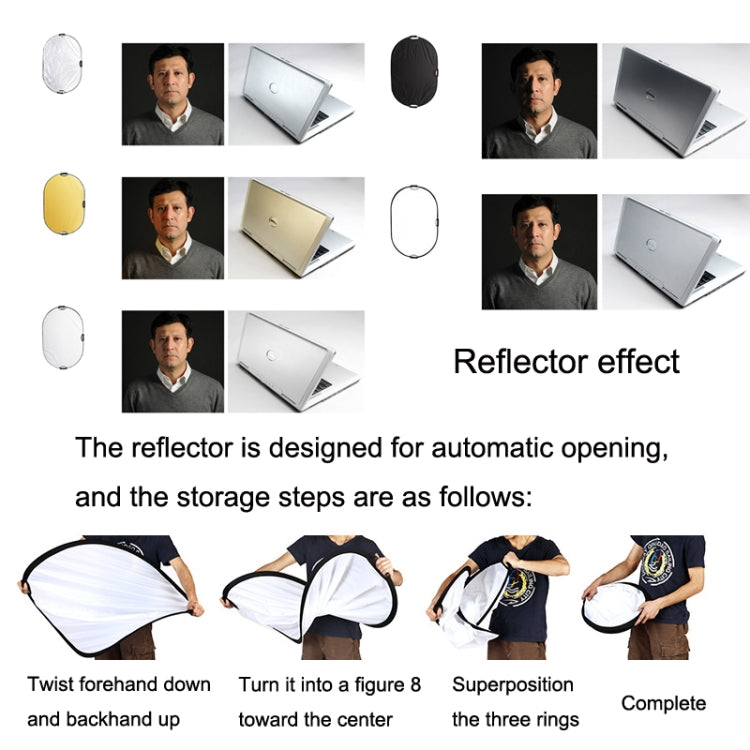 Selens  5 In 1 (Gold / Silver  / White / Black / Soft Light) Folding Reflector Board, Size: 60cm Round -  by Selens | Online Shopping South Africa | PMC TechLife | Buy Now Pay Later Mobicred