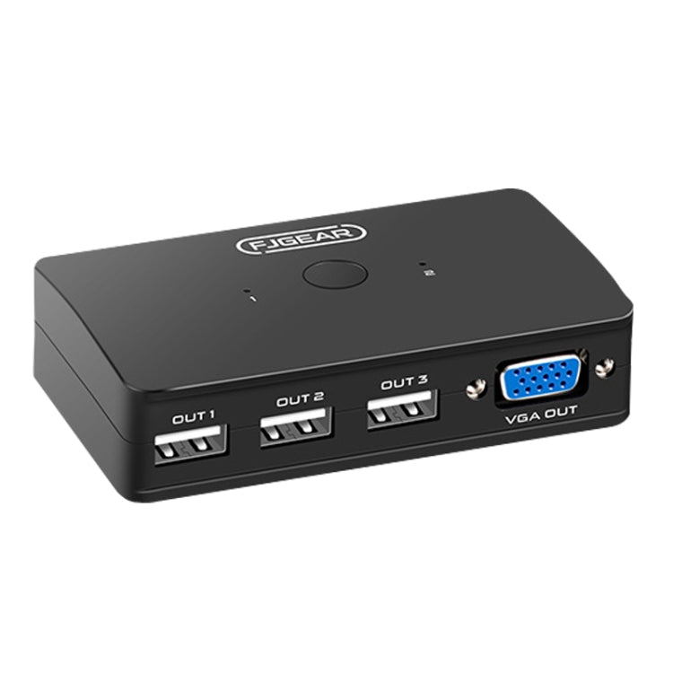 FJGEAR FJ-210UK 2 Ports HD VGA To KVM Switcher With Desktop Controller(Black) - Switch by FJGEAR | Online Shopping South Africa | PMC Jewellery | Buy Now Pay Later Mobicred