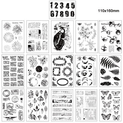 5 PCS Vintage Botanical Arrangement Handbook Clear Silicone Stamp(Vintage English) - Handbook Decorative Stickers by PMC Jewellery | Online Shopping South Africa | PMC Jewellery