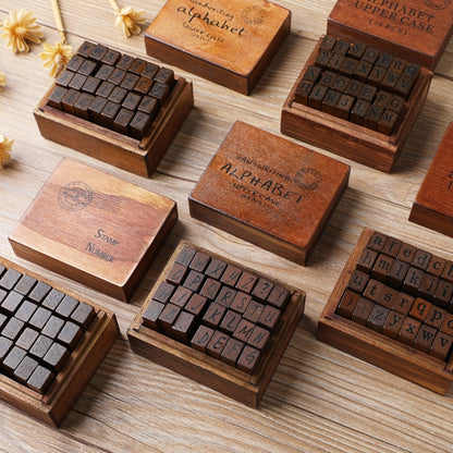 E13 28PCS/Set Vintage Wooden Alphabet and Number Diary Handbook DIY Stamps(Regular Capital) - Handbook Decorative Stickers by PMC Jewellery | Online Shopping South Africa | PMC Jewellery