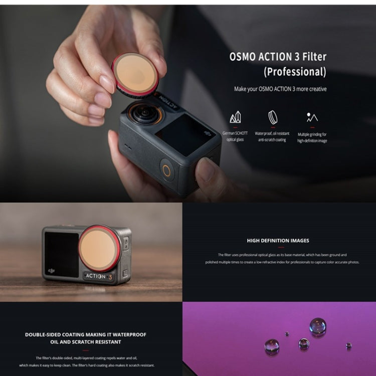 PGYTECH  For DJI OSMO Action 3 Filter Camera Lens Pro Version,Spec: ND 8/16/32/64 - free shipping - PMC TechLife - Order now!