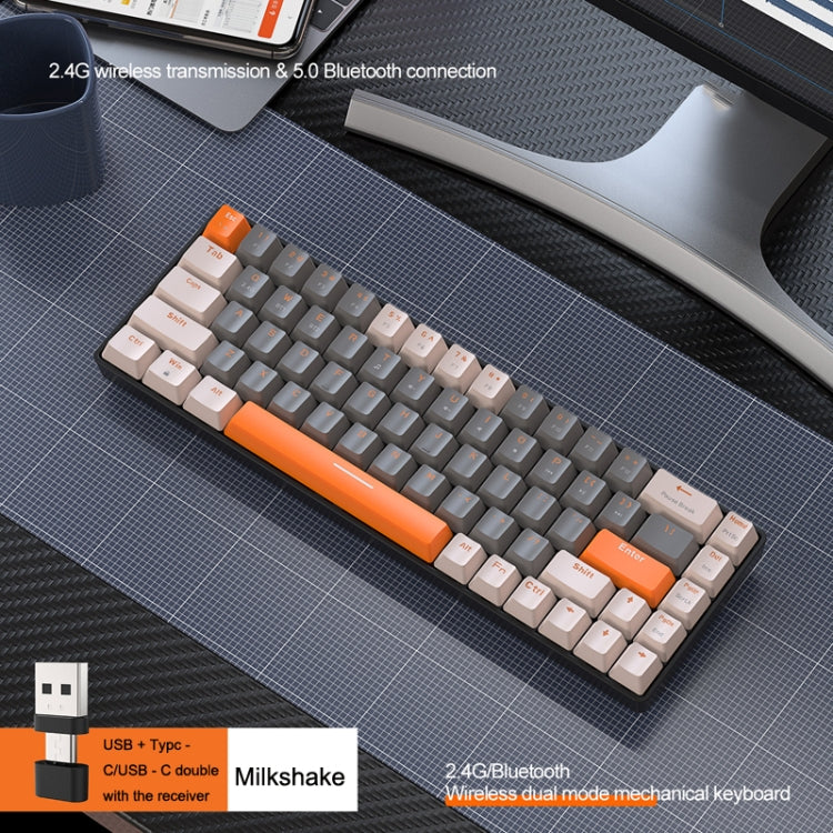 ZIYOU LANG K68 68 Keys Bluetooth Wireless Dual Model Mechanical Keyboard, Style: Green Shaft Version (Milkshake) - Wireless Keyboard by ZIYOU LANG | Online Shopping South Africa | PMC Jewellery | Buy Now Pay Later Mobicred