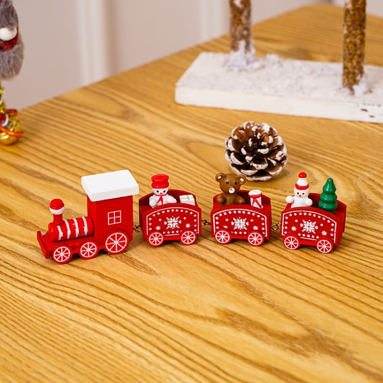 Christmas Decoration Wooden Train Kindergarten Christmas Festival Gift(Red 4 Section) - free shipping - PMC TechLife - Order now!
