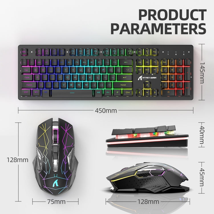 Attack Shark T3RGB RGB Luminous Wireless Keyboard And Mouse Set(Black) - Wireless Keyboard by Attack Shark | Online Shopping South Africa | PMC Jewellery | Buy Now Pay Later Mobicred