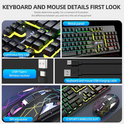 Attack Shark T3RGB RGB Luminous Wireless Keyboard And Mouse Set(Black) - Wireless Keyboard by Attack Shark | Online Shopping South Africa | PMC Jewellery | Buy Now Pay Later Mobicred