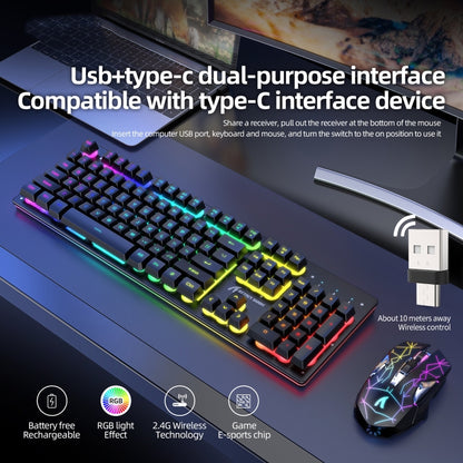 Attack Shark T3RGB RGB Luminous Wireless Keyboard And Mouse Set(Black) - Wireless Keyboard by Attack Shark | Online Shopping South Africa | PMC Jewellery | Buy Now Pay Later Mobicred