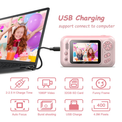 2.4 Inch Children HD Reversible Photo SLR Camera, Color: Pink + 32G Memory Card + Card Reader - Children Cameras by PMC Jewellery | Online Shopping South Africa | PMC Jewellery | Buy Now Pay Later Mobicred