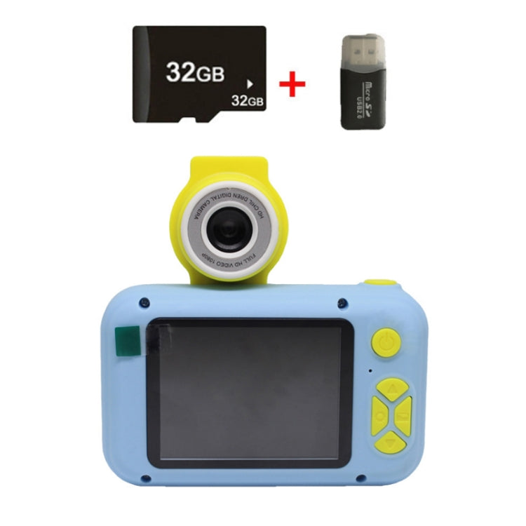 X101 Mini HD Lens Reversible Child Camera, Color: Blue+32G+Card Reader - Children Cameras by PMC Jewellery | Online Shopping South Africa | PMC Jewellery | Buy Now Pay Later Mobicred