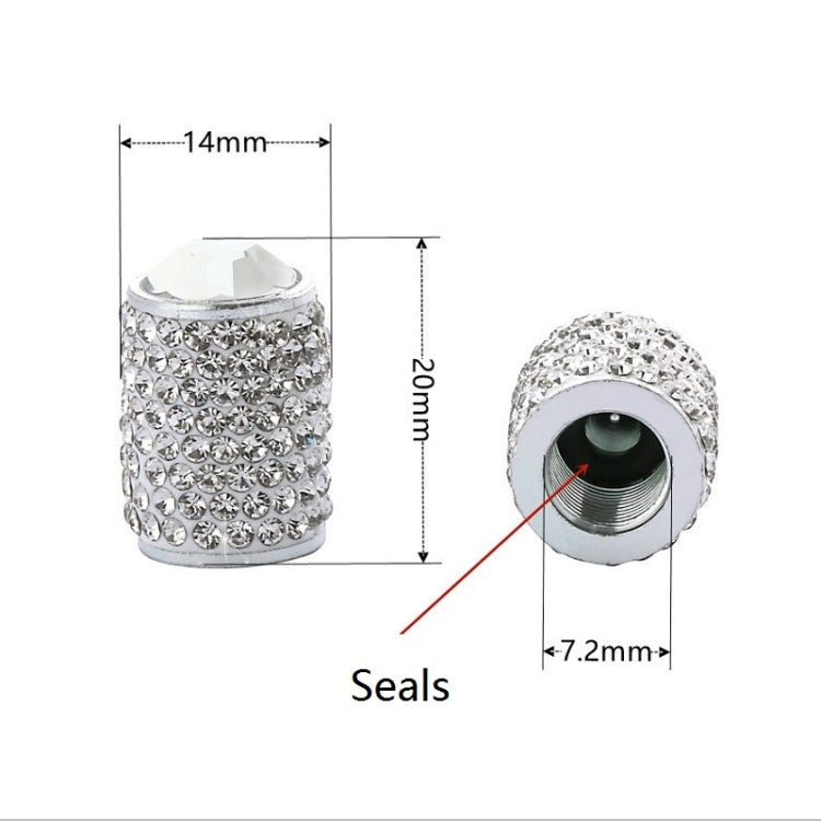 Car Tyre Aluminium Full Diamond Valve Cap With Seal(Pink) - Tire Valve Caps by PMC TechLife | Online Shopping South Africa | PMC TechLife | Buy Now Pay Later Mobicred