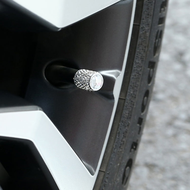 Car Tyre Aluminium Full Diamond Valve Cap With Seal(White) - Tire Valve Caps by PMC TechLife | Online Shopping South Africa | PMC TechLife | Buy Now Pay Later Mobicred