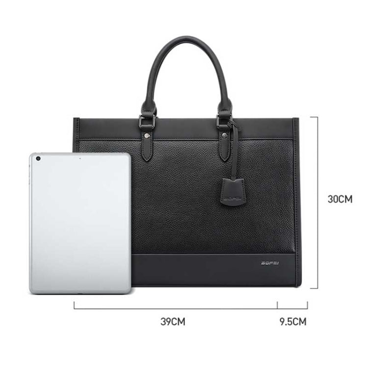 Bopai 11-98811 Leather Business Large-capacity Laptop Handbag Messenger Briefcase(Black) - free shipping - PMC Jewellery - Order now!