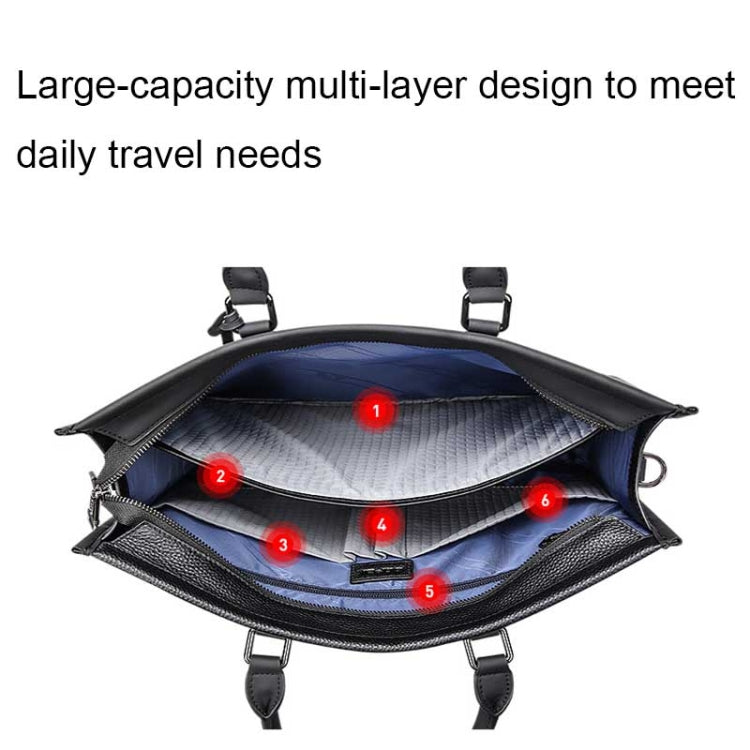 Bopai 11-98811 Leather Business Large-capacity Laptop Handbag Messenger Briefcase(Black) - free shipping - PMC Jewellery - Order now!