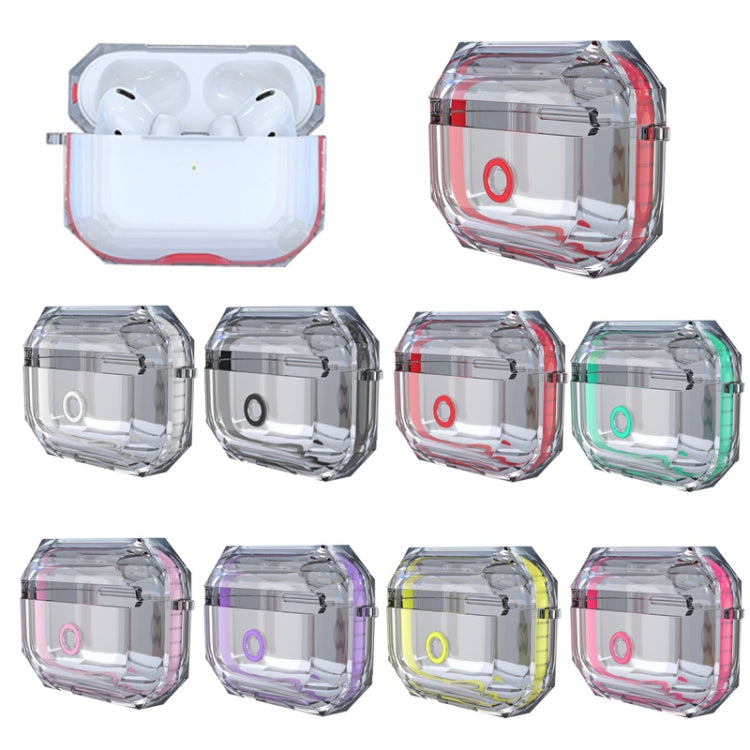 For AirPodS Pro RJT-AP-03 Bluetooth Earphone Transparent Soft Case TPU Protection Cover(Rose Red) - For AirPods Pro by PMC Jewellery | Online Shopping South Africa | PMC Jewellery | Buy Now Pay Later Mobicred