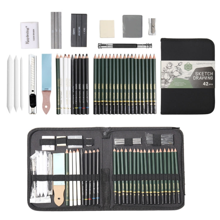 42 In 1 Drawing Painting Sketch Kit with Pencil Erasers Sharpener(Black) - Art Supplies by PMC Jewellery | Online Shopping South Africa | PMC Jewellery