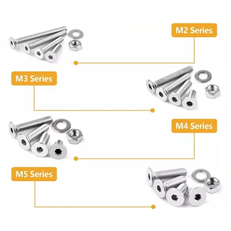 940 PCS/Set M2/M3/M4/M5 Flat Head Hexagon Socket Screws Gasket Ring Set - Screws by PMC Jewellery | Online Shopping South Africa | PMC Jewellery