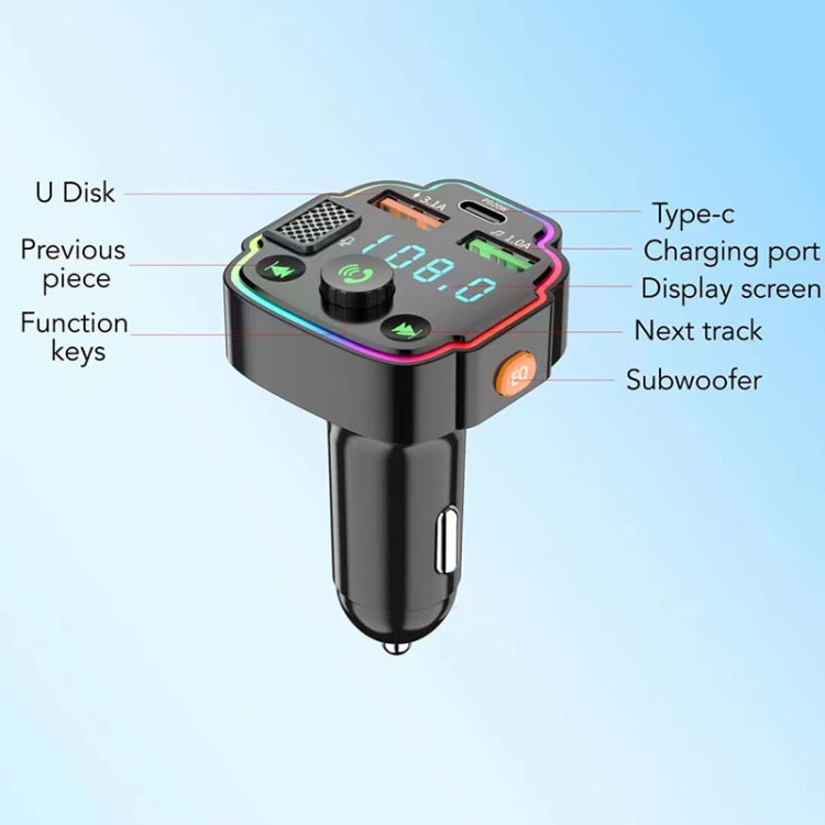 Q6 Car Bluetooth FM Transmitter Dual USB 3.1A Quick Charge Ambient Light - Bluetooth Car Kits by PMC Jewellery | Online Shopping South Africa | PMC Jewellery