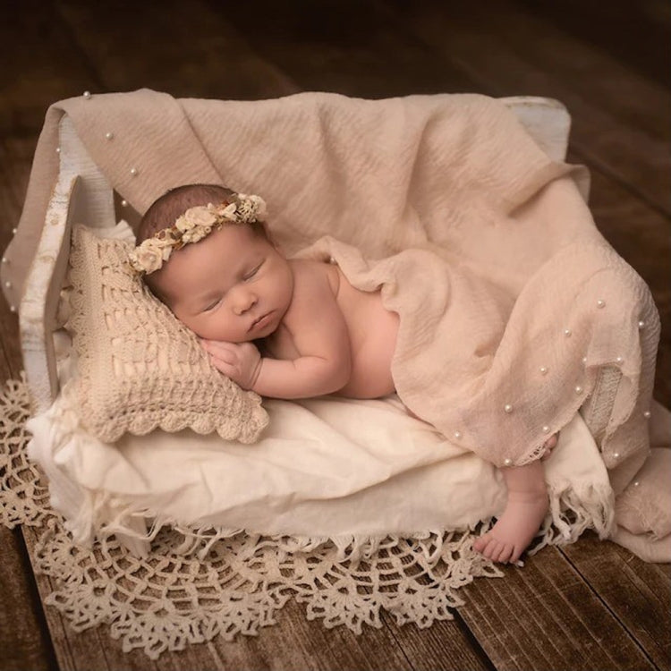 Hollow Lace Round Blanket + Pillow Suit Baby Photography Props(Beige) - Baby Photo Props by PMC TechLife | Online Shopping South Africa | PMC TechLife | Buy Now Pay Later Mobicred